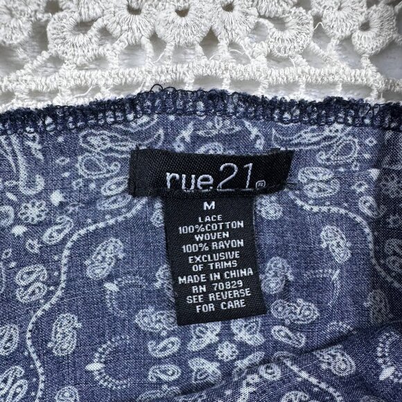Rue21 Womens Paisley Print Tank Top With Crochet Racerback Lace Detail - Size M - Picture 6 of 10